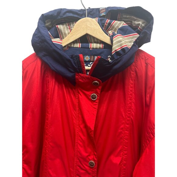 Obermeyer Vintage 90's Red and Blue Reversible Hoodie Puffer Ski Jacket - Picture 3 of 13